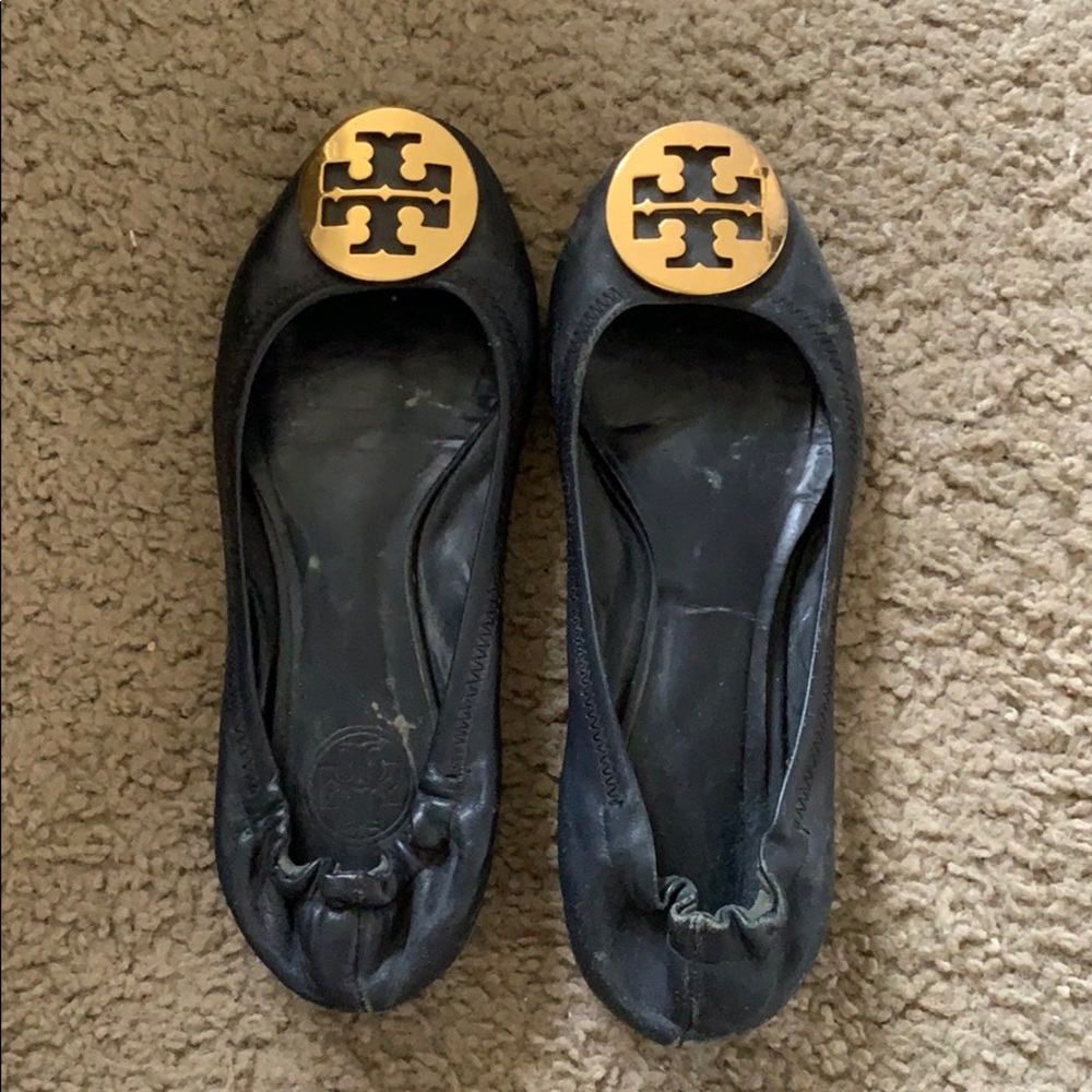 Tory Burch Reva Navy Gold Flats 6.5